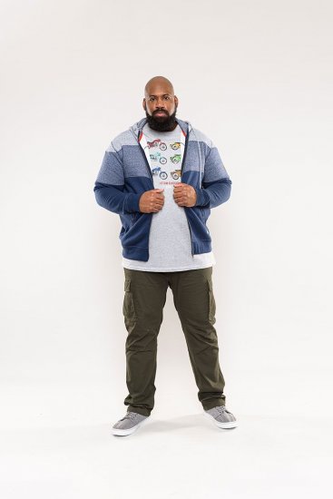 D555 Columbus Cut And Sew Panelled Zip Through Hoody Blue - Herren-sweater und -hoodies - Herren-Sweater und -Hoodies in großen Größen