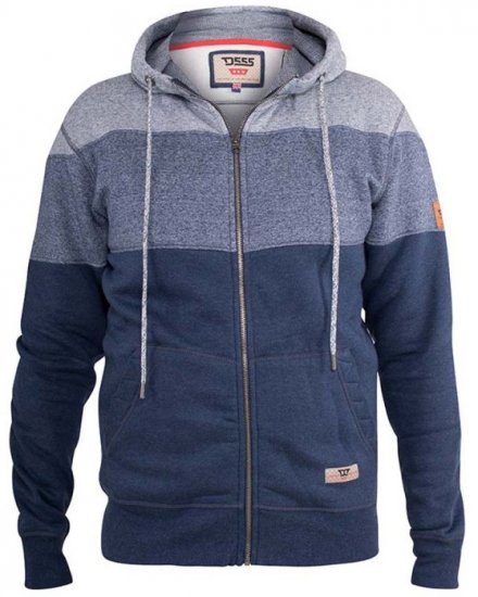 D555 Columbus Cut And Sew Panelled Zip Through Hoody Blue - Herren-sweater und -hoodies - Herren-Sweater und -Hoodies in großen Größen