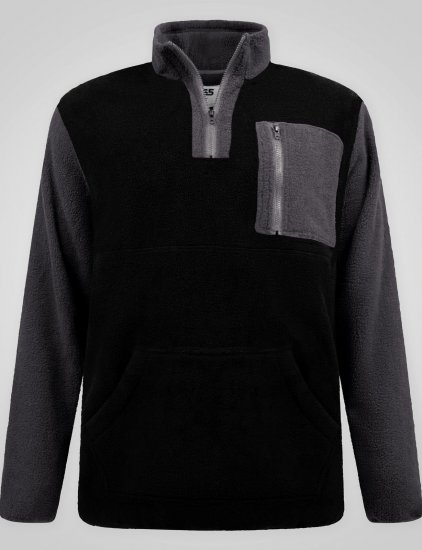 D555 Daly Quarter Zip Fleece Sweatshirt Schwarz/Grau - Herren-sweater und -hoodies - Herren-Sweater und -Hoodies in großen Größen