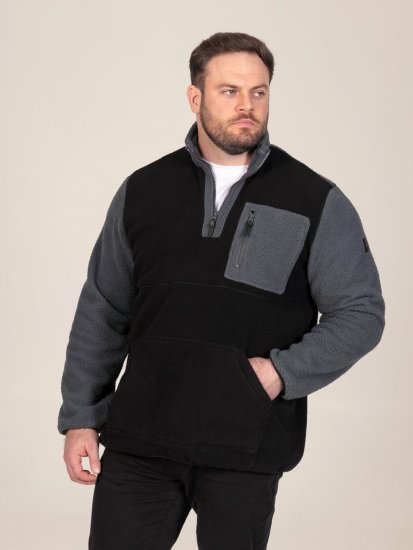 D555 Daly Quarter Zip Fleece Sweatshirt Schwarz/Grau - Herren-sweater und -hoodies - Herren-Sweater und -Hoodies in großen Größen