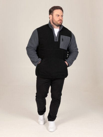 D555 Daly Quarter Zip Fleece Sweatshirt Schwarz/Grau - Herren-sweater und -hoodies - Herren-Sweater und -Hoodies in großen Größen
