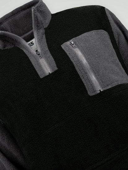 D555 Daly Quarter Zip Fleece Sweatshirt Schwarz/Grau - Herren-sweater und -hoodies - Herren-Sweater und -Hoodies in großen Größen