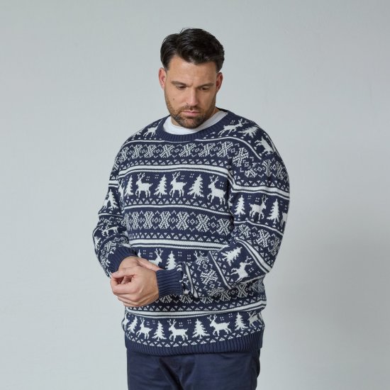 North Latitude 63144 Fjell Reindeer Knit Navyblau - Herren-sweater und -hoodies - Herren-Sweater und -Hoodies in großen Größen