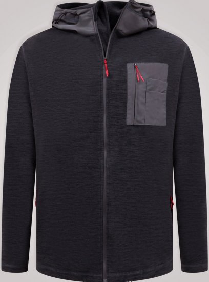D555 Damien Micro Fleece Zip Through Hoody Schwarz/Grau - Herren-sweater und -hoodies - Herren-Sweater und -Hoodies in großen Größen
