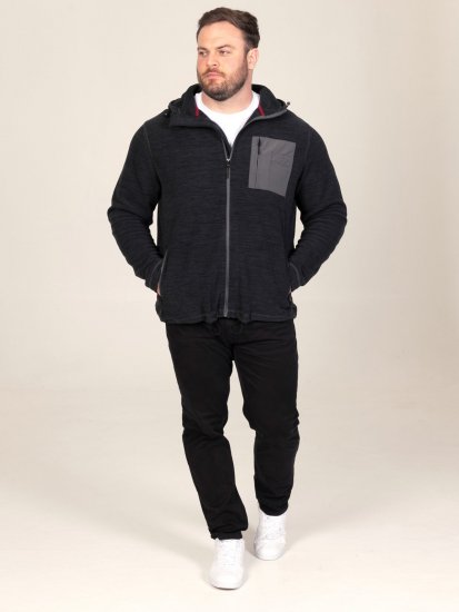 D555 Damien Micro Fleece Zip Through Hoody Schwarz/Grau - Herren-sweater und -hoodies - Herren-Sweater und -Hoodies in großen Größen