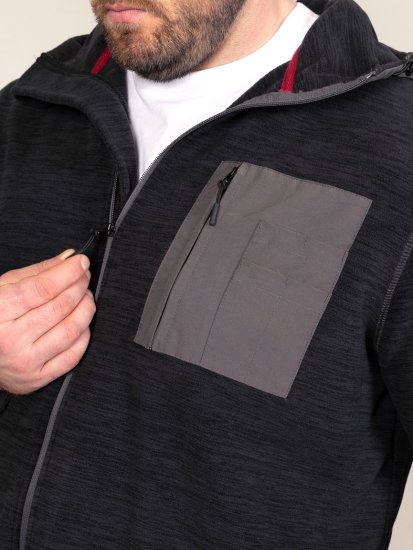 D555 Damien Micro Fleece Zip Through Hoody Schwarz/Grau - Herren-sweater und -hoodies - Herren-Sweater und -Hoodies in großen Größen