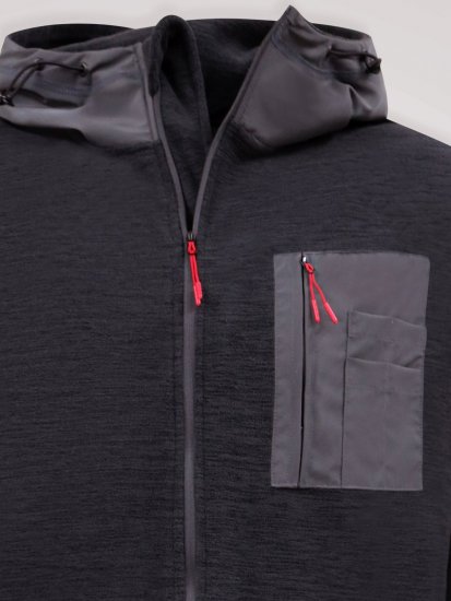 D555 Damien Micro Fleece Zip Through Hoody Schwarz/Grau - Herren-sweater und -hoodies - Herren-Sweater und -Hoodies in großen Größen