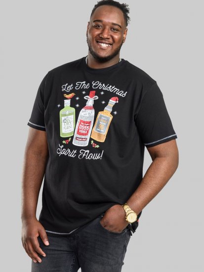 D555 SPIRIT Christmas Spirit Printed T-Shirt Black - Herren-T-shirts - Herren-T-Shirts in großen Größen