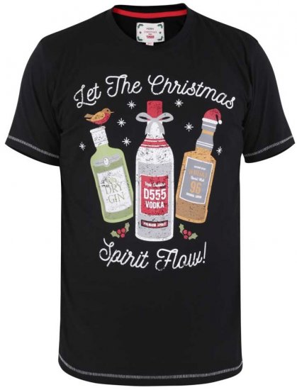 D555 SPIRIT Christmas Spirit Printed T-Shirt Black - Herren-T-shirts - Herren-T-Shirts in großen Größen