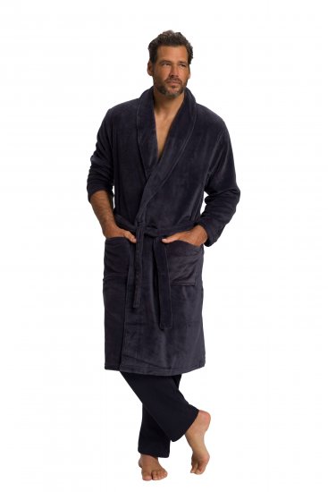 JP1880 Bathrobe with Spacious Patch Pockets Grey - Herrenunterwäsche & bademode - Herrenunterwäsche & Bademode in großen Größen