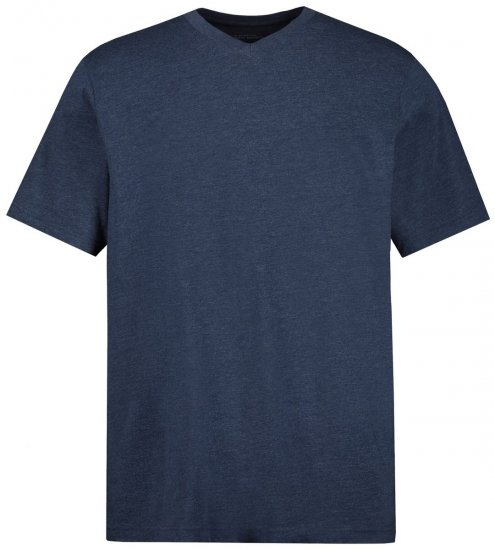 JP1880 702415 T-Shirt mit V-Ausschnitt Mittelblau meliert - Herren-T-shirts - Herren-T-Shirts in großen Größen