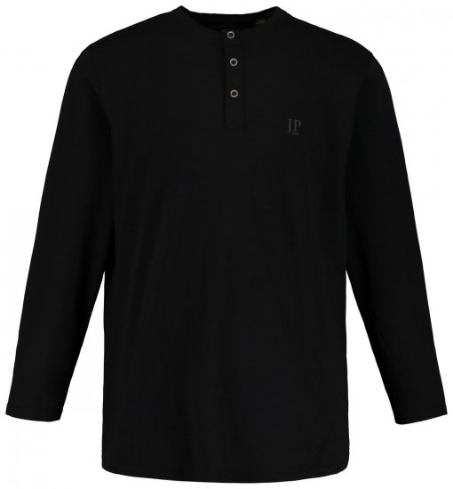 JP1880 702555 Langarm Henley-Shirt Schwarz - Herren-T-shirts - Herren-T-Shirts in großen Größen