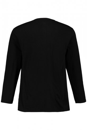 JP1880 702555 Langarm Henley-Shirt Schwarz - Herren-T-shirts - Herren-T-Shirts in großen Größen