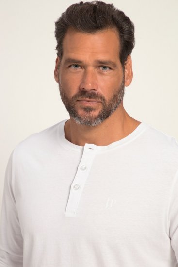 JP1880 702555 Langarm Henley-Shirt Weiß - Herren-T-shirts - Herren-T-Shirts in großen Größen