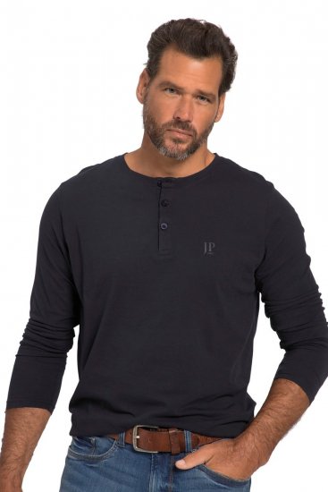 JP1880 702555 Langarm Henley-Shirt Dunkelblau - Herren-T-shirts - Herren-T-Shirts in großen Größen