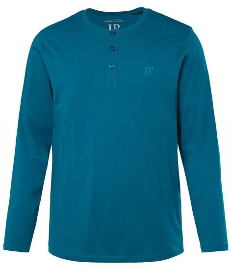 JP1880 Henley T-shirt Long Sleeve Blue - Herren-T-shirts - Herren-T-Shirts in großen Größen
