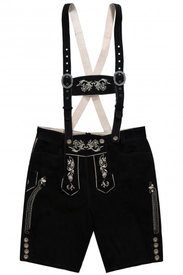 JP1880 Genuine Leather Traditional Lederhosen Shorts Black - Herrenshorts - Herrenshorts in großen Größen