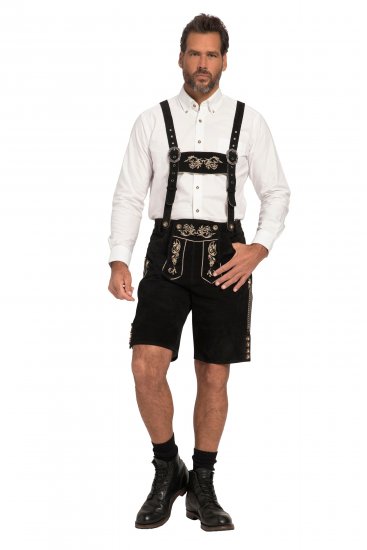 JP1880 Genuine Leather Traditional Lederhosen Shorts Black - Herrenshorts - Herrenshorts in großen Größen