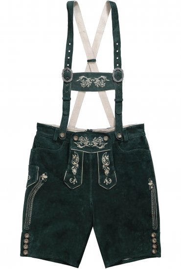 JP1880 Genuine Leather Traditional Lederhosen Shorts Green - Herrenshorts - Herrenshorts in großen Größen