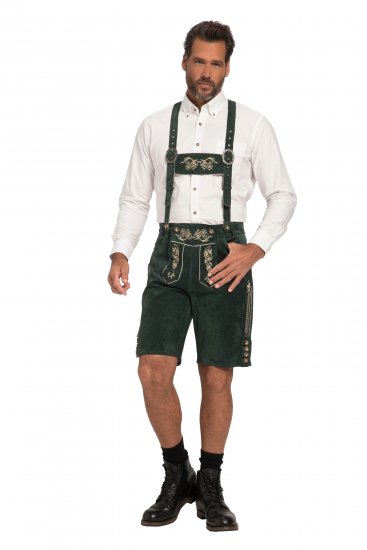 JP1880 Genuine Leather Traditional Lederhosen Shorts Green - Herrenshorts - Herrenshorts in großen Größen