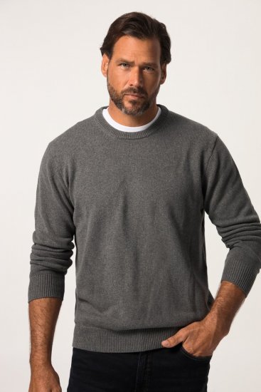 JP1880 708261 Strickpullover mit Rundhals Grau meliert - Herren-sweater und -hoodies - Herren-Sweater und -Hoodies in großen Größen