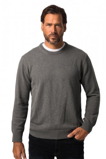 JP1880 708261 Strickpullover mit Rundhals Grau meliert - Herren-sweater und -hoodies - Herren-Sweater und -Hoodies in großen Größen