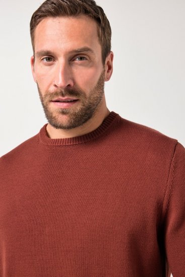 JP1880 Classic Round Neck Long Sleeve Sweater Brick Brown - Herren-sweater und -hoodies - Herren-Sweater und -Hoodies in großen Größen
