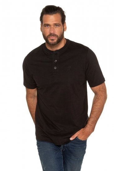 JP1880 708420 Henley-Shirt Doppelpack Schwarz - Herren-T-shirts - Herren-T-Shirts in großen Größen