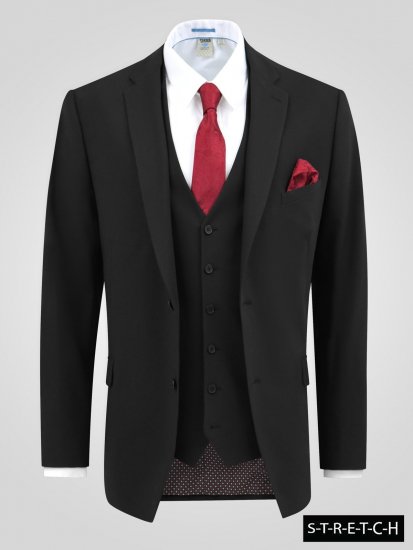 D555 Ted 4 Way Stretch Tailored Suit Jacket Schwarz - Herrenanzüge und -blazer - Herrenanzüge und -blazer in großen Größen