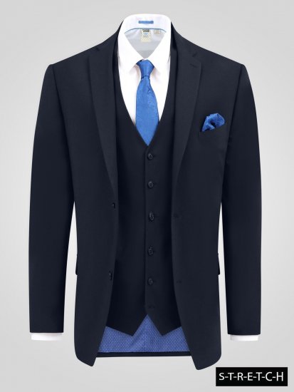 D555 Ted 4 Way Stretch Tailored Suit Jacket Navyblau - Herrenanzüge und -blazer - Herrenanzüge und -blazer in großen Größen