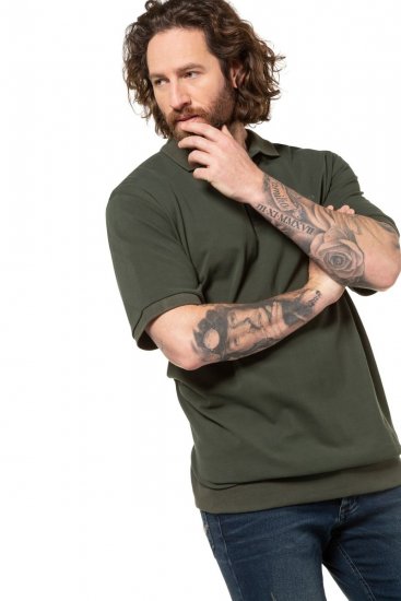 JP1880 712617 Poloshirt mit Bauchfit Dunkeloliv - Polo-shirts für herren - Polo-Shirts für Herren in großen Größen