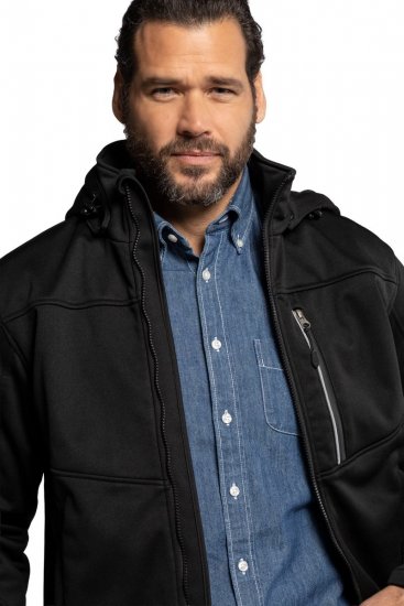 JP1880 714279 Softshelljacke mit Fleecefutter Schwarz - Herren jacken - Herren Jacken in großen Größen