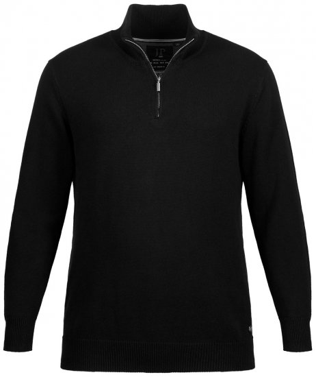 JP1880 716842 Strickpullover mit Troyer-Reißverschluss Schwarz - Herren-sweater und -hoodies - Herren-Sweater und -Hoodies in großen Größen