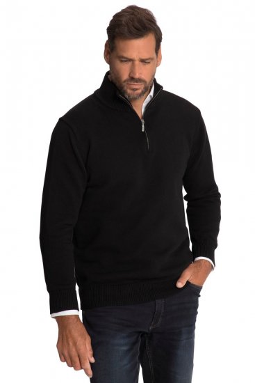 JP1880 716842 Strickpullover mit Troyer-Reißverschluss Schwarz - Herren-sweater und -hoodies - Herren-Sweater und -Hoodies in großen Größen
