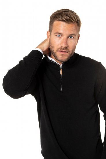 JP1880 716842 Strickpullover mit Troyer-Reißverschluss Schwarz - Herren-sweater und -hoodies - Herren-Sweater und -Hoodies in großen Größen