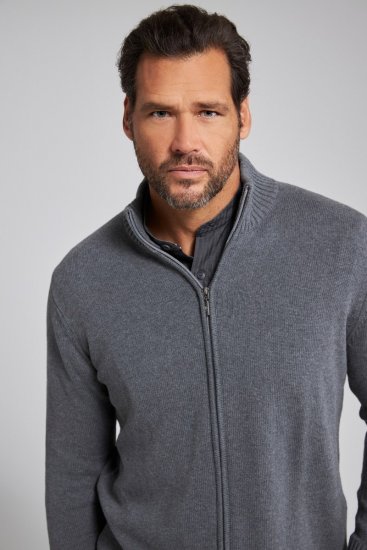 JP1880 Cardigan Knitted with Zipper Grey - Herren-sweater und -hoodies - Herren-Sweater und -Hoodies in großen Größen