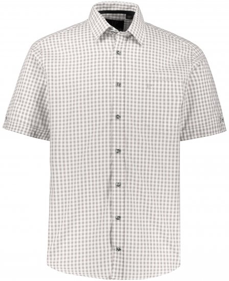 JP1880 Modern Fit Check Print Short Sleeve Shirt Grey - Herrenhemden - Herrenhemden in großen Größen