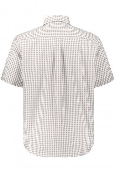 JP1880 Modern Fit Check Print Short Sleeve Shirt Grey - Herrenhemden - Herrenhemden in großen Größen