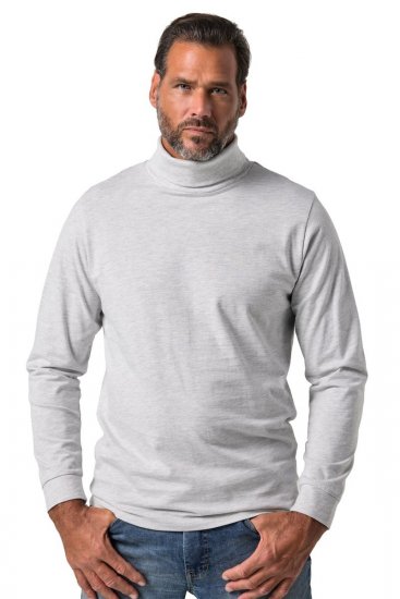 JP1880 723303 Langarmshirt mit Rollkragen Natur meliert TALL - TALL T-shirts - T-Shirts Überlänge Herren