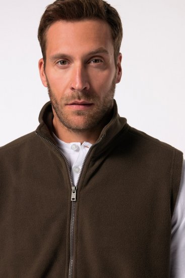 JP1880 Fleece Vest Stand-up Collar Brown - Herren jacken - Herren Jacken in großen Größen