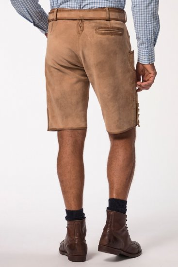 JP1880 Premium Goat Suede Staghorn Embroidery Shorts Leather Brown - JP1880 - JP1880 Herrenmode Große Größen