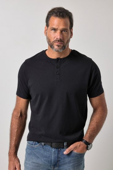 JP1880 726695 Henley-Shirt Schwarz TALL - TALL T-shirts - T-Shirts Überlänge Herren