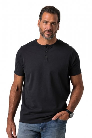 JP1880 726695 Henley-Shirt Schwarz TALL - TALL T-shirts - T-Shirts Überlänge Herren