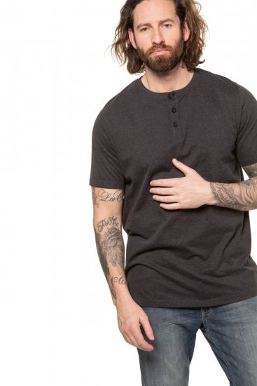 JP1880 726695 Henley-Shirt Dunkelgrau - Herren-T-shirts - Herren-T-Shirts in großen Größen