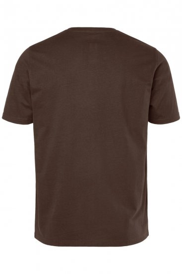 JP1880 Henley Basic T-Shirt with Buttons Brown - Herren-T-shirts - Herren-T-Shirts in großen Größen