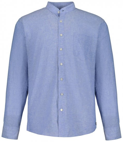 JP1880 790394 Langarmhemd aus Leinenmix mit Stehkragen Graublau TALL - TALL hemden - TALL Hemden mit Extralänge