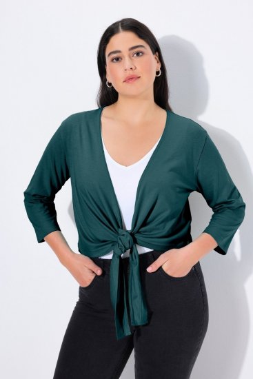 Ulla Popken 794514 Jersey-Bolero zum Knoten Petrol - Boleros - 