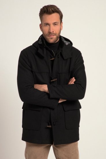 JP1880 Dufflecoat Water-repellent Black - Herren jacken - Herren Jacken in großen Größen