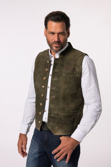 JP1880 Finest Goat Suede Traditional Vest Dark Brown - Trachten & Oktoberfest - Trachten & Oktoberfest in großen Größen