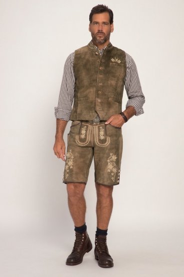JP1880 Vest Goat Suede Traditional Moss Green - Trachten & Oktoberfest - Trachten & Oktoberfest in großen Größen